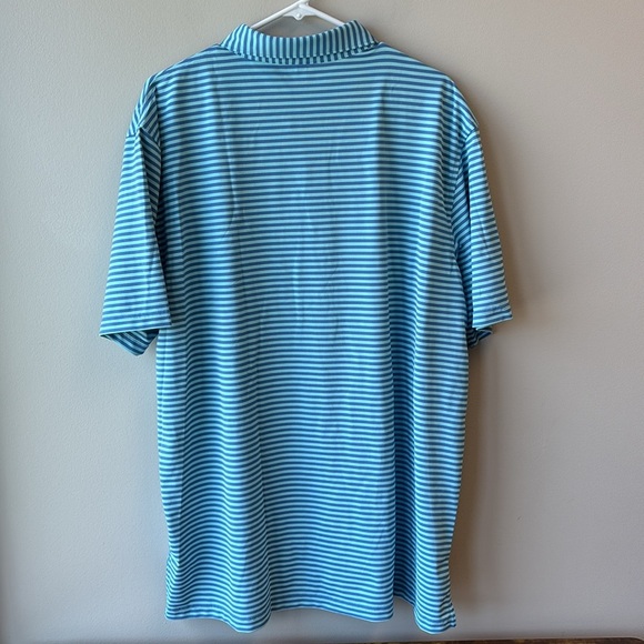 Peter Millar Aqua Blue Striped Polo Shirt XL - Picture 5 of 5